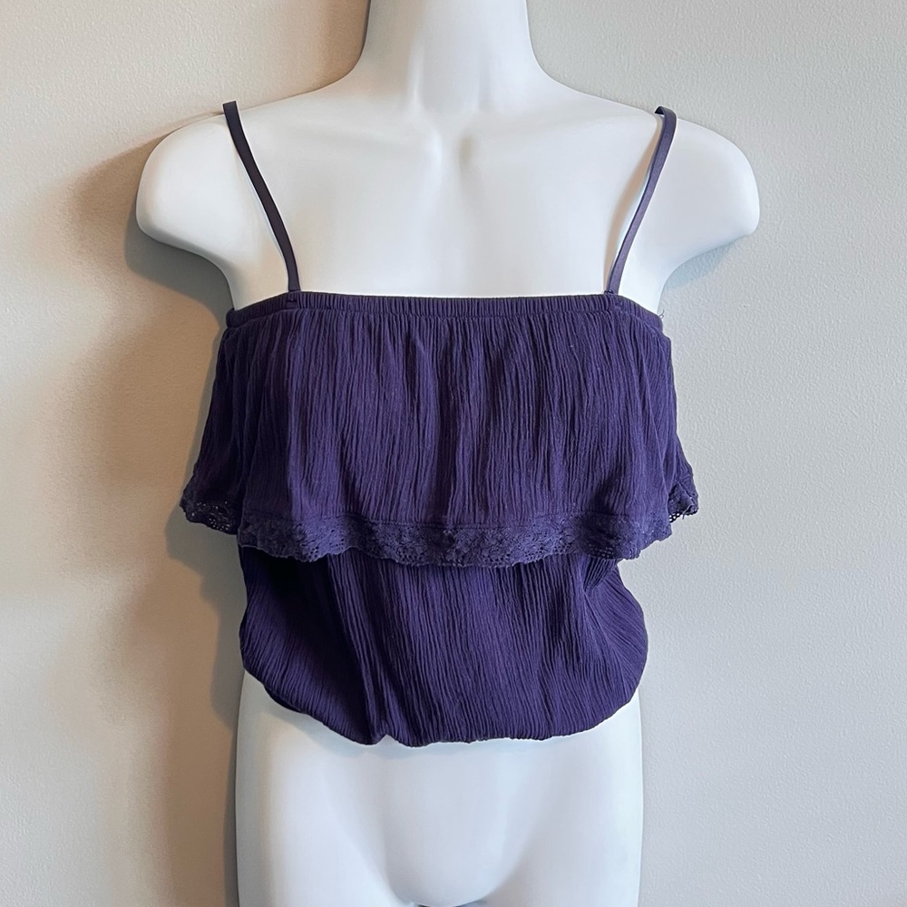 Garage XS Navy Tank Top Elastic Top and Bottom Sleeveless Cropped Top